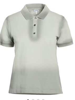 LOEWE Designer Women's Polo Shirt in Light Green Grayish color Cotton Large